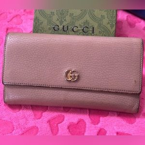 Gucci Long Leather Marmont Pink Wallet